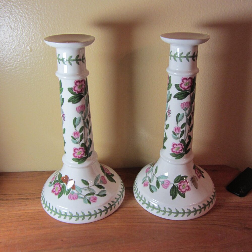 the botanic garden candle stick holder vintage Portmeirion - pair of 2 (W3949)